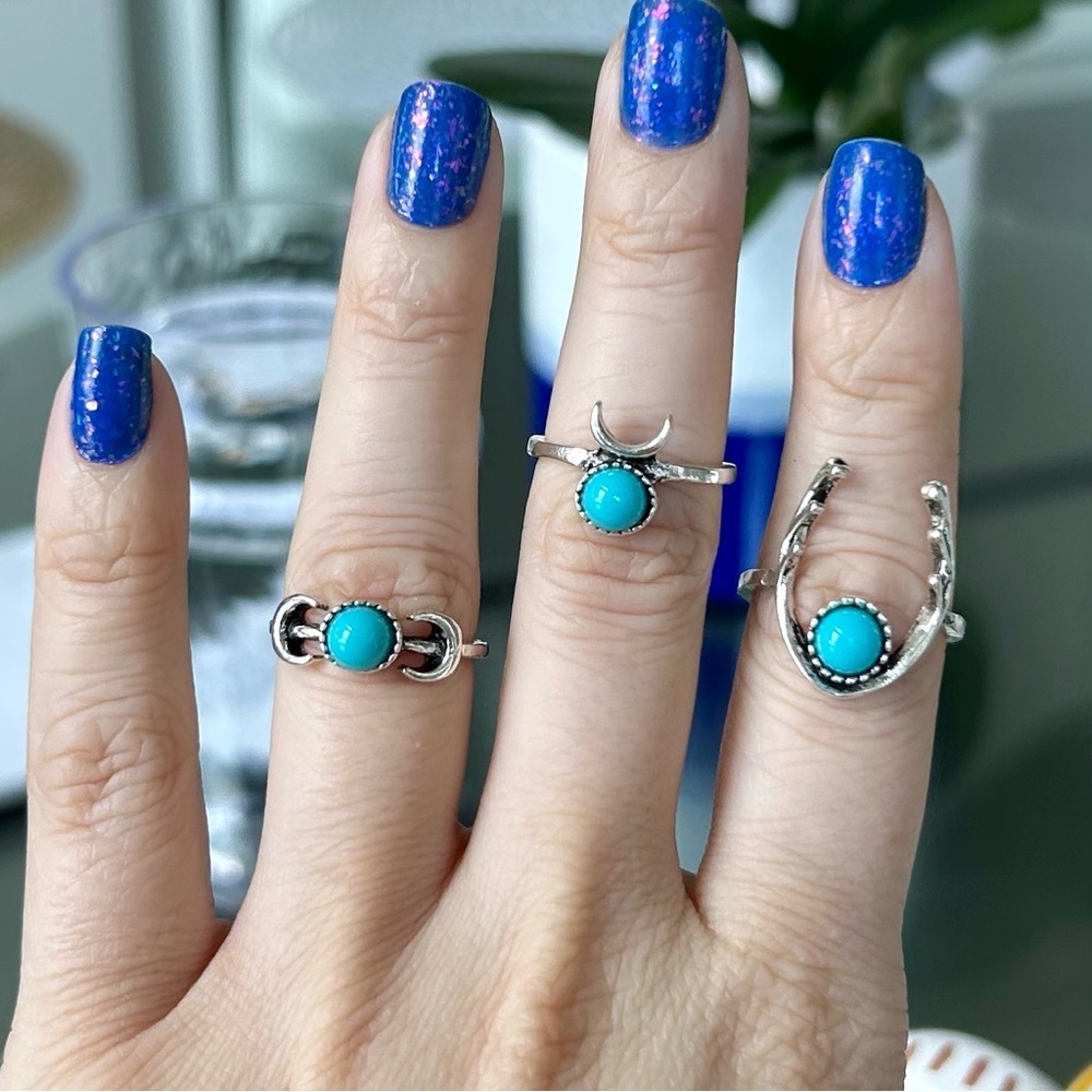 Boho Turquoise Ring Set - Picture 4 of 13
